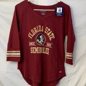 Champion Florida Seminole Women’s Maroon Baseball Tee NWT,  Size Small